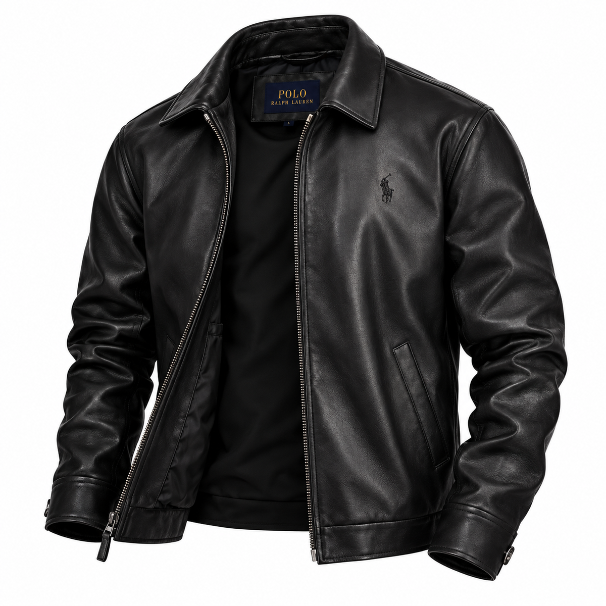 Polo Ralph Lauren Classic Leather Jacket + Free T-Shirt